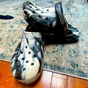 Black and white “marble” crocs  size 12.5